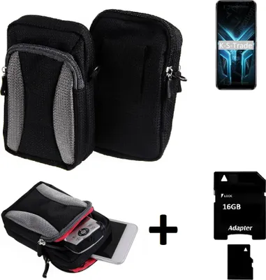Produktbild von Kompatibel mit Sony ZV-1 Gürtel Tasche Holster Umhänge Tasche Fototasche Schutz Hülle schwarz-grau + Extrafach K-S-Trade