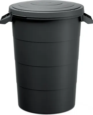 Produktbild von Regenwasser-Tank 80 Liter mit Deckel - anthrazit - Universal Kunststoff Tonne mit Tragegriffen - Regentonne Garten Abfall Eimer