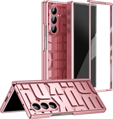 Immagine prodotto di Custodia per Samsung Galaxy Z Fold 7, custodia trasparente galvanizzata con protezione dello schermo e cerniera Rosa