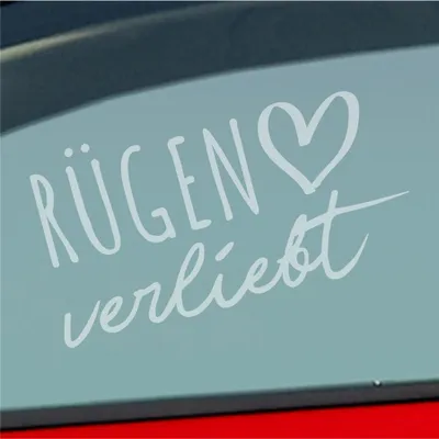 Produktbild von Auto Aufkleber Rügen verliebt Herz Insel Ostsee Liebe Car 19x10 cm Milchglas Sticker Heckscheibenaufkleber
