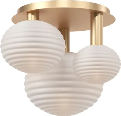 Immagine prodotto di Plafoniera oro 3 globi di vetro bianco E14 40W Maytoni Reels design classico