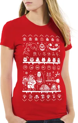 Produktbild von style3 Ghibli Anime Christmas Sweater Damen T-Shirt t totoro mononoke schloss chihiro film, Größe:S