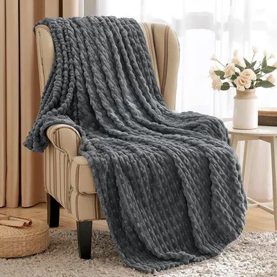 Produktbild von Ibenzoa® Ultraweiche, wärmende Mikrofaser‑Fleece‑Kuscheldecke für Sofa und Bett, Dunkelgrau, 150 x 200 cm