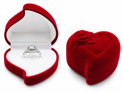 Produktbild von 2 Stück Ringbox Verlobungsringe – Ringetui Herz Rot mit Rose – Ringschachtel Samt Heiratsantrag Hochzeit Valentinstag Trauringetui Schmuckschachtel Liebesherz