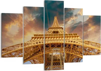 Produktbild von Bild auf Leinwand - Leinwandbild - Eiffle Architektur Paris - 150x100cm - Wand Bild - Wanddeko - Leinwanddruck - Bilder - Kunstdruck - Wanddekoration - Leinwand bilder - Wandkunst - EA150x100-2437