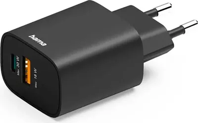 Image de Chargeur rapide, 1 USB-A, 1 USB-C, PD, 30 W, noir