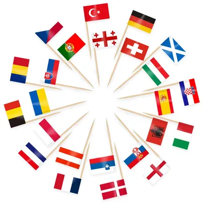 Immagine prodotto di 200 stuzzicadenti europei con bandierine, ideali per feste