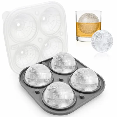 Silikon-Eiswürfelform 3D Planet mit Deckel, 4 Fächer