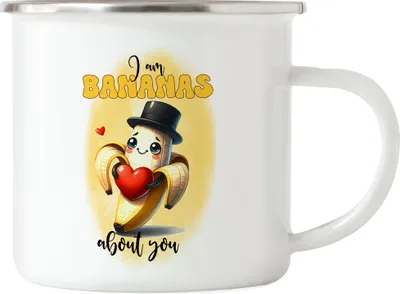 Produktbild von I Am Bananas About You Banane Liebe Spruch Emaille Tasse