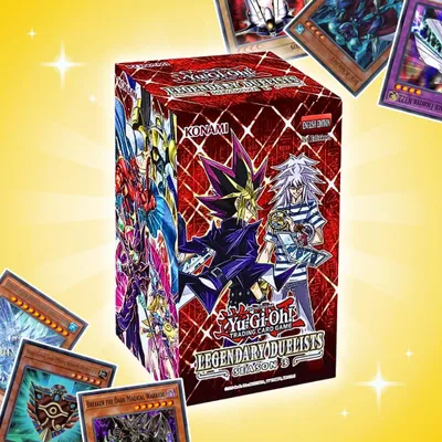 Imagen del producto de Yu-Gi-Oh! Duelistas Legendarios: Temporada 3 | Caja individual | Inglés | 2 mazos de cartas + dados + carta ultra rara + protección de envío Heartforcards®