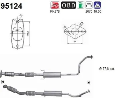 Produktbild von AS Katalysator Kat für TOYOTA PRIUS Liftback (NHW20) 95124