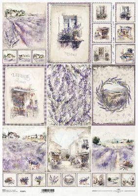 Image de Papier de riz pour découpage A3 ITD-1087L Champs de lavande, paysage
