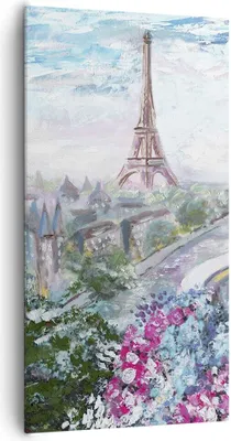 Produktbild von Bild auf Leinwand - Leinwandbild - Blumen Eiffle Architektur Balkon - 65x120cm - Wand Bild - Wanddeko - Leinwanddruck - Bilder - Kunstdruck - Leinwand bilder - Wandkunst - PA65x120-3130