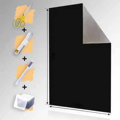 Produktbild von Fenster Verdunklung | 2m x 1,45m Verdunklungsstoff | Hitzeschutz oder Kälteschutz | Verdunklungsfolie | Rollo ohne Bohren | mit 24 Nano Pads | Lichtundurchlässig | Thermobeschichtung (Schwarz)