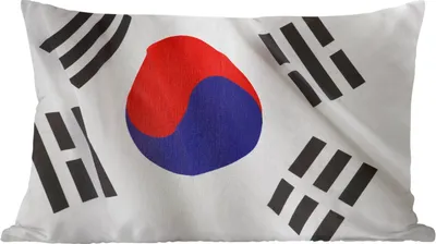Produktbild von MuchoWow® Zierkissen Sofakissen Wohnzimmer Dekokissen 50x30 cm Nahaufnahme der Flagge von Südkorea - Wohnzimmerdekoration - Polster mit Photo