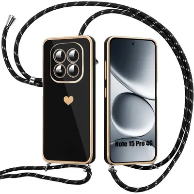 Image de Coque pour Xiaomi Redmi Note 15 Pro 4G, Protection Anti-Rayures avec Bandoulière Noire