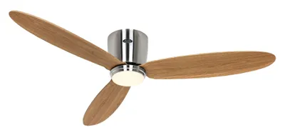 Immagine prodotto di Ventilatore da soffitto ECO PLANO II 132 cromato spazzolato - rovere naturale WiFi con luce