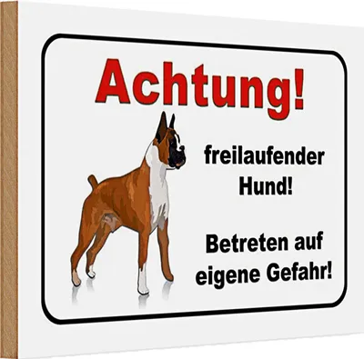 Produktbild von Holzschild Achtung 30x20cm freilaufender Hund Gefahr