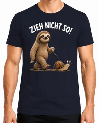 Produktbild von Zieh nicht so Faultier Schnecke lustig Geschenk Geburtstag Herren T-Shirt Faultier Geschenk, Navy, M
