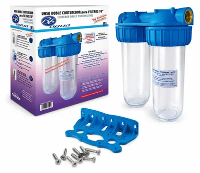 Produktbild von Doppel 10" Wasserfilter mit Glasfilterhalter und Halterungen