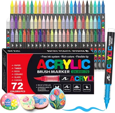 Obrázek produktu pro Fixy na akrylové bázi - Sada 72 kusů - Fixy s akrylovými barvami a štětcovými hroty o velikosti 1-6 mm