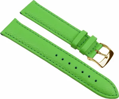 Produktbild von Eulit Fancy Fashion Uhrenarmband Leder genarbt rembordiert grün, Stegbreite:22mm