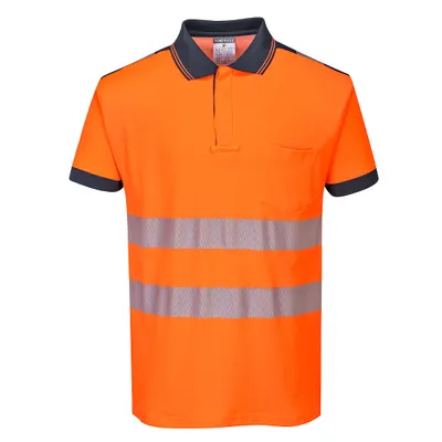 Productafbeelding van Portwest PW3 veiligheidspolo, katoen, comfort, korte mouwen, oranje/blauw, maat XL