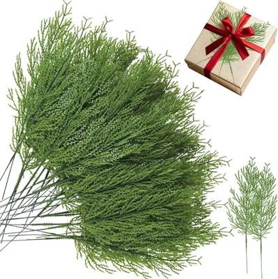 Produktbild von Kš¹nstliche Tannenzweige Weihnachten Kiefernzweige, 100 Stš¹ck Kunstzweig Kiefernnadeln Grš¹ne Kš¹nstliche Pflanzen Tannennadeln fš¹r DIY Adventskranz Girlande Weihnachtsverzierung