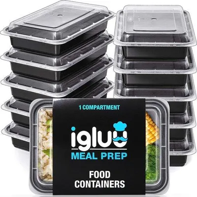 Image de Lot de 10 boîtes à bento empilables (828 ml), sans BPA, hermétiques, adaptées au micro-ondes, au congélateur et au lave-vaisselle