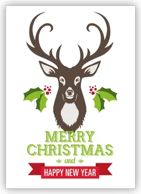 Produktbild von 4x Tolle Hirsch Weihnachtskarte mit Glückwünschen: Merry Christmas and happy new year