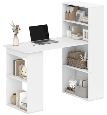 Produktbild von Computertisch, Schreibtisch mit Stauraum, 6 offene F?cher, Computertisch fš¹r Schlafzimmer, Studio, 120