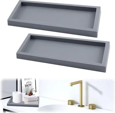 Produktbild von Graues Badezimmertablett 78x39x7 Zoll Aufbewahrungsbox