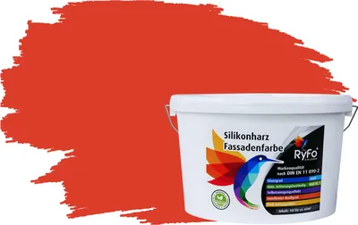 Produktbild von RyFo Colors Silikonharz Fassadenfarbe Lotuseffekt Trend Lipstickrot 10l - bunte Fassadenfarbe, weitere Rot Farbtöne und Größen erhältlich, Deckkraft Klasse 1