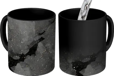 Produktbild von MuchoWow® Zauber Tasse Zaubertasse Magic Marmor - Glitter - Gold - Schwarz - Muster 350 ml Farbwechsel Becher Geschenk Geschenkidee - Magic-Tasse - Fototasse - Keramiktassen - Bilder - Tasse Kaffee -