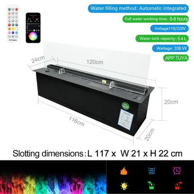 Zdjęcie produktu dla Kominek elektryczny z efektem pary wodnej - Kominek elektryczny - Kominek z efektem 3D - Kominek z funkcją generowania pary - Kominek wbudowany - Funkcja timera