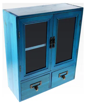 Produktbild von Aufbewahrungsschrank aus Holz mit zweiflügeliger Tür im Vintage-Stil für Wohnzimmer und Flur, kleiner Schrank für praktische Nutzung und Möbelgestaltung
