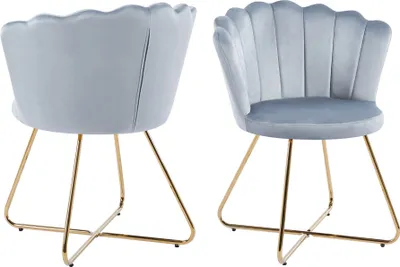 Produktbild von SalesFever Muschelstuhl aus Samt | 2er Set | Beine Chrom goldfarben | B 69,5 x T 66 x H 85 cm | hellgrau