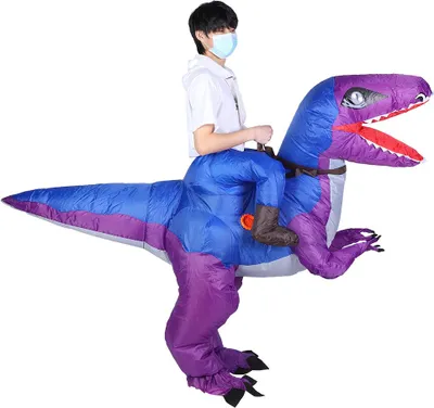 Obrázek produktu pro Dinosaurus nafukovací Halloween kostým pro dospělé dítě s Air Blower Festivaly Party dekoraceX115 Modrá a fialová
