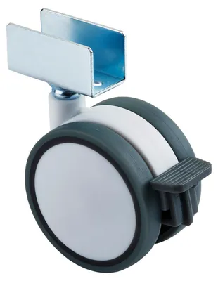 Produktbild von SOTECH Möbelrolle Hamm Ø 60 mm weiß/grau – mit Bremse, U-Profil