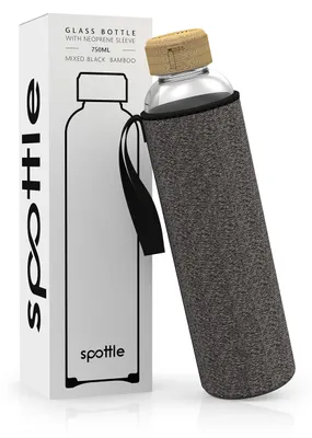 Image de Bouteille en verre avec étui en néoprène, 750 ml, sans BPA, pour la cuisine