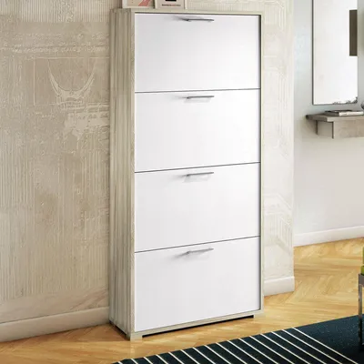 Immagine prodotto di Dmora Scarpiera Adeindein 28x67x147h cm Marrone, 24 Paia 4 Ante  Italy