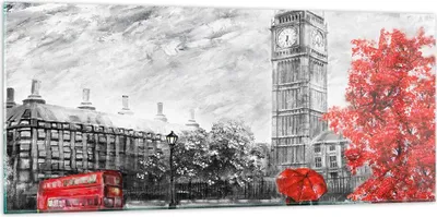 Produktbild von Bilder auf glas - London Bus - 120x50cm - Glasbilder - Wandbilder - Bilder - Kunstdruck - zum Aufhängen bereit - Wanddekoration aus Glas - Glas Bilder - Wandbild auf Glas - Einteilig - GAB120x50-3866