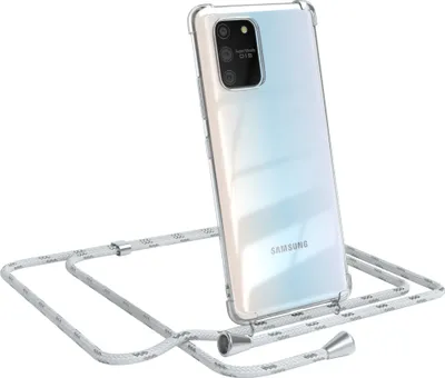 Produktbild von EAZY CASE Handykette kompatibel mit Samsung Galaxy S10 Lite, Handyhülle mit Umhängeband, Handykordel, Schutzhülle Clear, Band in Weiß