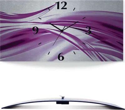 Produktbild von ARTland Wanduhre, gebogen Funkuhr - schwarzer Zeiger Schöne violette Welle - Abstrakt Größe: 50x25 cm
