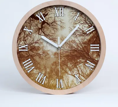 Produktbild von Holzuhr 25fi cm wanduhr - weiße Spitzen - Wald
