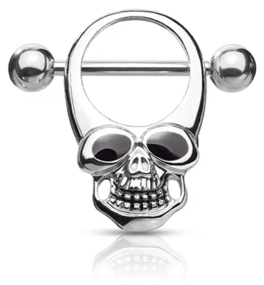 Produktbild von Brustwarzenpiercing „Totenkopf“: Nippelpiercing Schild 316L Silber
