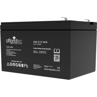 Image de Offgridtec® AGM 12Ah 20HR 12V - Batterie solaire Extrêmement résistante au cyclage