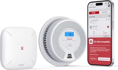 Produktbild von X-Sens-WLAN-Rauch-Kohlenmonoxid-Detektor SC07-MR, Smart Networked Co-Detektor, Home Security App, 1 Rauchgas SBS50 Basisstation, SC07-MR11