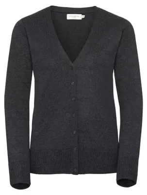 Produktbild von Russell Collection Damen Strickjacke mit V-Ausschnitt FK734 (XS) (Anthrazit meliert)