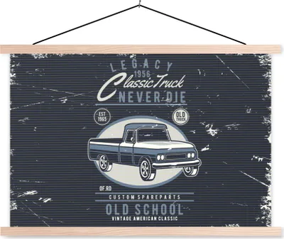 Produktbild von MuchoWow® Textilposter Auto - Oldtimer - Zeichnung 60x40 cm mit holzfarbenen Rahmen - Bilder